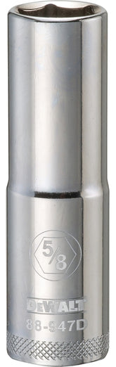 DeWALT DWMT88947OSP Drive Socket, 5/8 in Socket, 1/2 in Drive, 6-Point, Vanadium Steel, Polished Chrome